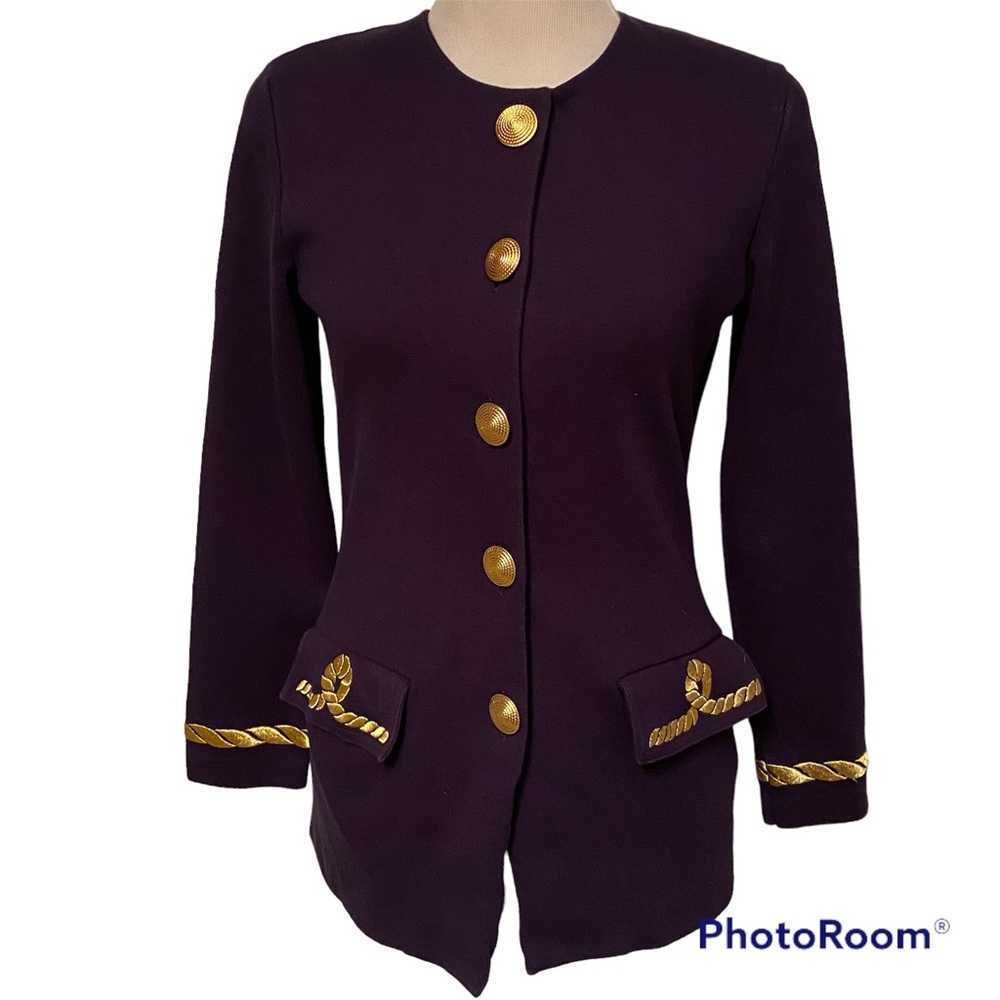 OUTLANDER JACKET COAT BLAZER NAVY BLUE GOLD EMBROIDERY BUTTONS POCKETS Size M
